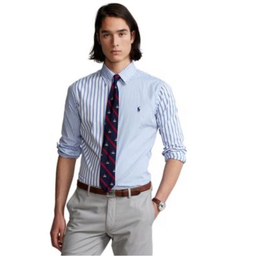 Ralph Lauren Blue Dress Shirt with Bengal Stripes